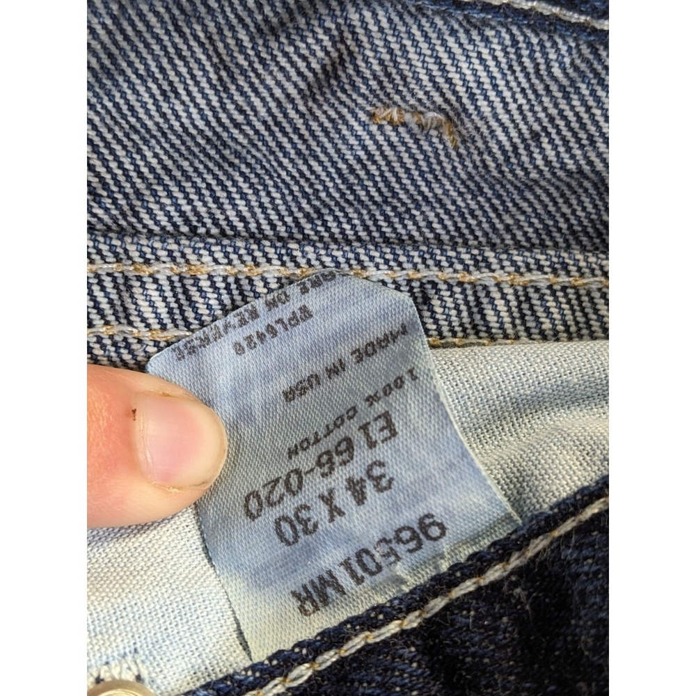 Wrangler Mens 34 x 30 Denim Blue Jeans 100% Cotton Relaxed Fit - Picture 3 of 14